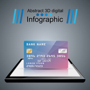 Bank, card, smartphone, digital gadget icon Business infographic Vector eps 10
