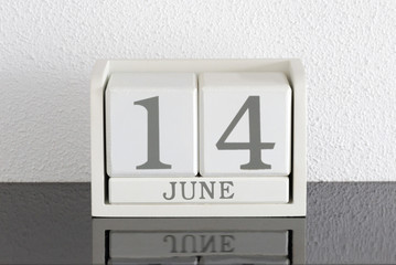 White block calendar present date 14 and month June