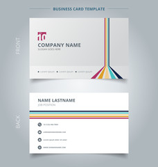 Creative business card and name card template lines vertical horizontal room perspective colorful on white background.