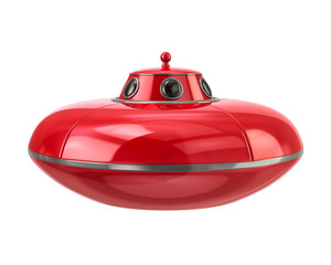 UFO - red alien spaceship 3d illustration on white background © valdis torms