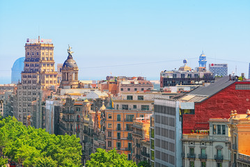 Panorama of the center of Barcelona, the capital of the Autonomy