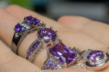 Silver Ring with Purple Zircon