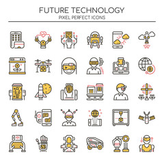 Future Technology , Thin Line and Pixel Perfect Icons.