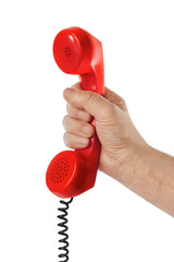 Telephone receiver in hand