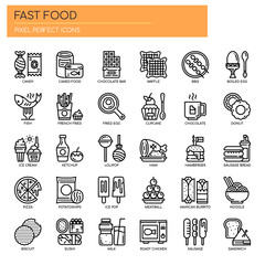 Fast food Elements , Thin Line and Pixel Perfect Icons.