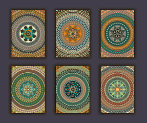 Collection retro cards. Ethnic backgrounds. Card of invitation.