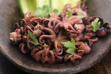 Octopus. Greek, eating.