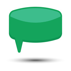 Green cartoon comic balloon speech bubble without phrases and with shadow. Vector illustration.
