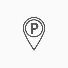 parking icon, pin parking vector
