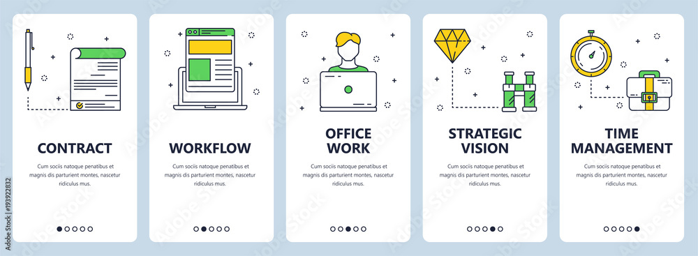 Poster vector modern thin line contract vertical web banner set