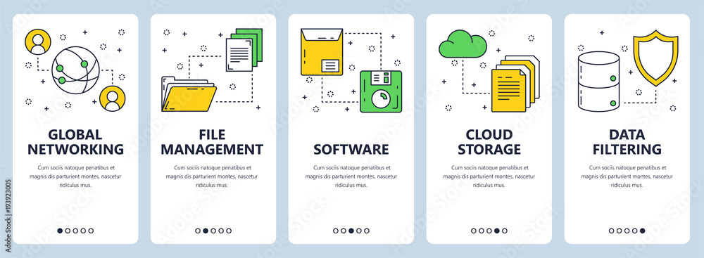 Poster vector modern thin line networking vertical web banner set