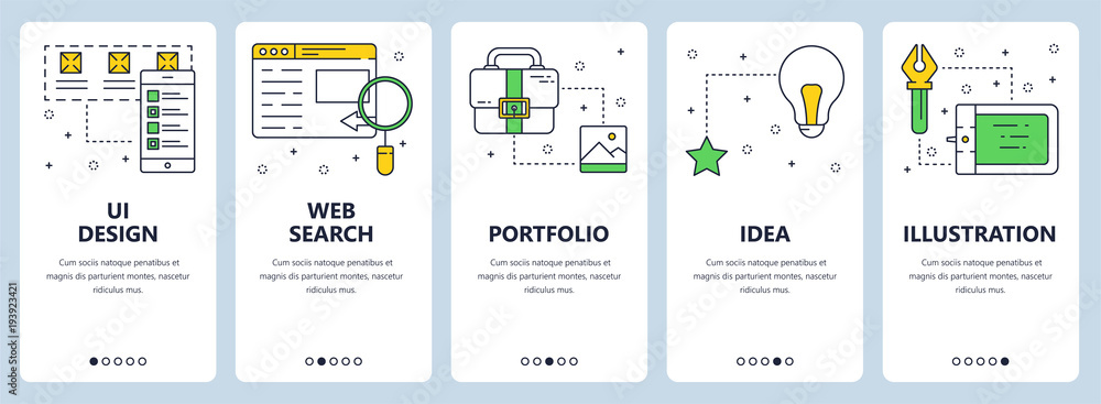 Poster vector modern thin line ui design vertical web banner set