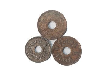 Ancient  Thailand coins in 1919,1921,1939
