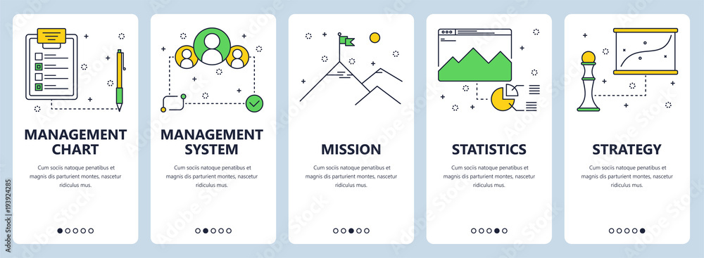 Aufkleber vector modern thin line management chart vertical web banner set