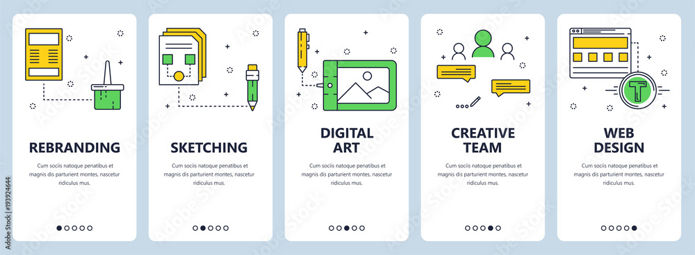 Sticker vector modern thin line rebranding vertical web banner set