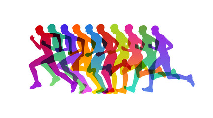 Runner in motion, concept for marathon run or competition, eps10 vector