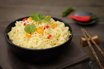 Still life instant noodles with pepper