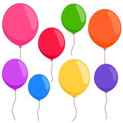  Colorful balloons on white background. Vector illustration