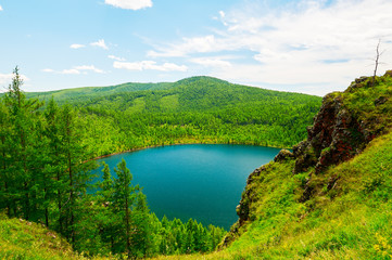 The Camel ride sky pond in the Alshan national forest park of China.