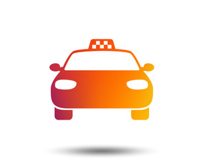 Taxi car sign icon. Public transport symbol. Blurred gradient design element. Vivid graphic flat icon. Vector
