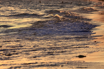 Texture of the waves at sunset