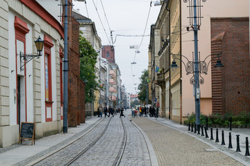 Down the streets of the Old Town in Wroclaw, Poland