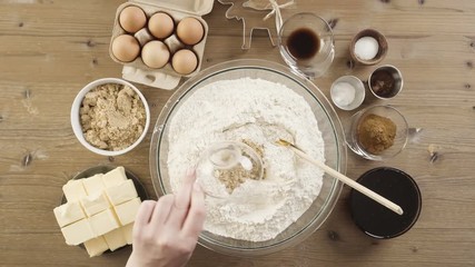 Step by step. Mixing dry ingredients for double batch of gingerbread cookies