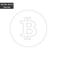 Bitcoin symbol thin line flat icon. Vector Illustration.