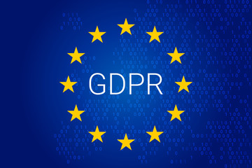 GDPR - General Data Protection Regulation. EU map and flag. Vector illustration