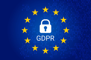 GDPR - General Data Protection Regulation. EU map and flag. Vector illustration