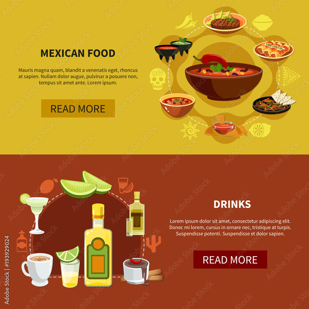 Sticker mexican food horizontal banners