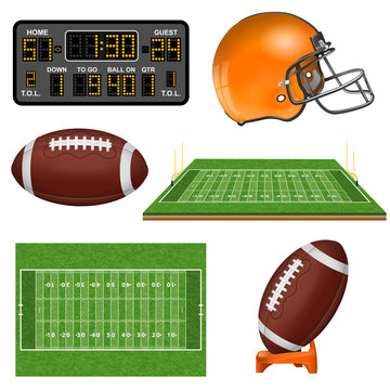 American Football Realistic Icons