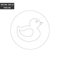 Fototapeta premium Rubber duck thin line flat icon. Vector Illustration.