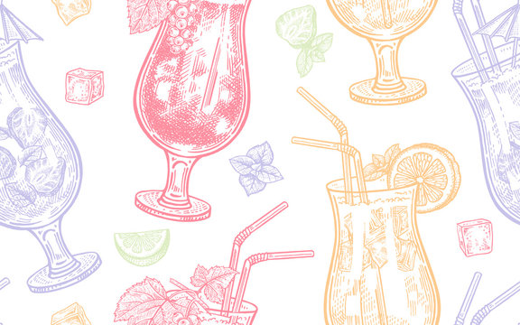 Seamless pattern with wine drinking.