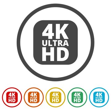 Ultra HD 4K icon set, 6 Colors Included