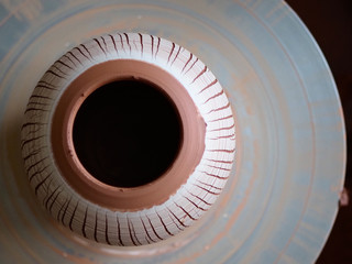 production process of pottery.