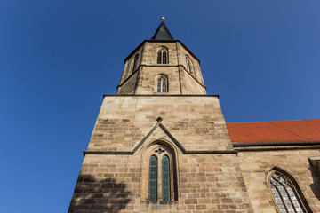 Fototapeta na wymiar Tower of the Basilika St. Cyriakus in Duderstadt