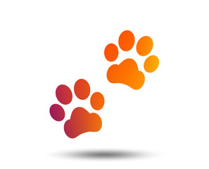 Fototapeta na wymiar Paw sign icon. Dog pets steps symbol. Blurred gradient design element. Vivid graphic flat icon. Vector