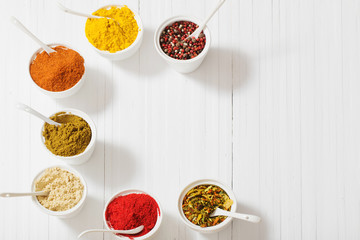spices on white background
