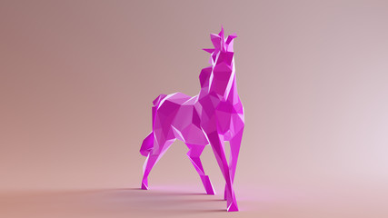 Obraz premium Pink Unicorn made out of triangles 3d illustration
