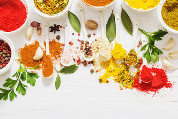 spices on white background
