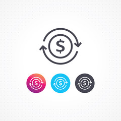 Vector currency circulate icon. Automatic recurring payments. Billing cycle line icon for apps and websites. Money transfer vector illustration