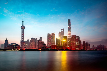 Naklejka premium Shanghai city skyline in the morning, Shanghai China