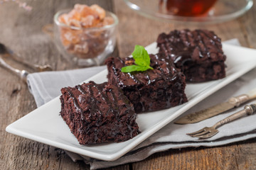 Cake brownies with dark chocolate