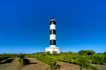 Phare de Chassiron. Island D'Oleron in the French Charente with striped lighthouse. France.