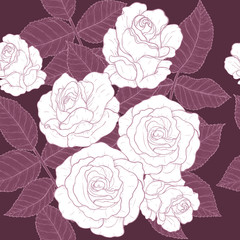 Rose pattern by hand drawing.Red rose high detail for wallpaper.Flower seamless pattern on vintage background.Rosa queen elizabeth rose for batik cloth.