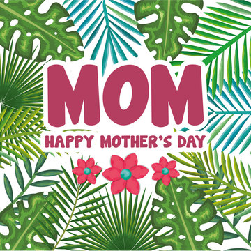 happy mothers day card with floral decoration vector illustration design