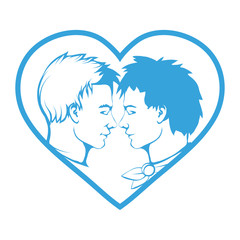 Gay couple. LGBT pride. Happy Homosexual family. Same-sex marriage.