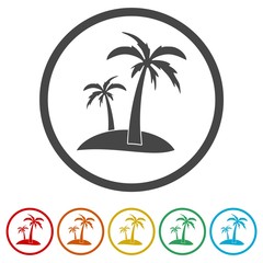 Palm Tree Silhouette icon, 6 Colors Included