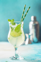Mojito cocktail with lime and mint